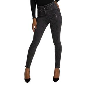 Good American - Good Waist Black Foil Skinny Jeans - Snakeskin